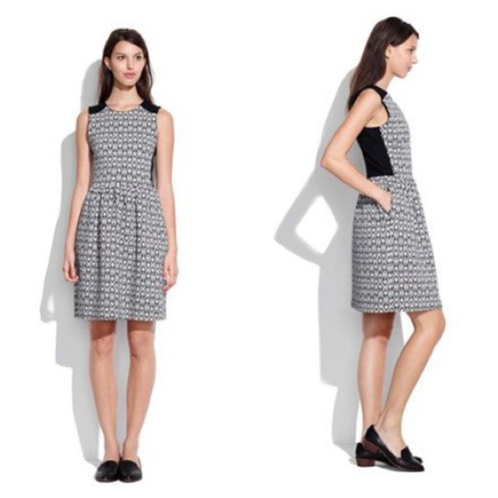 Madewell Black and White Patterned Dress